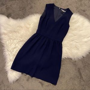 Sleeveless navy sheath dress